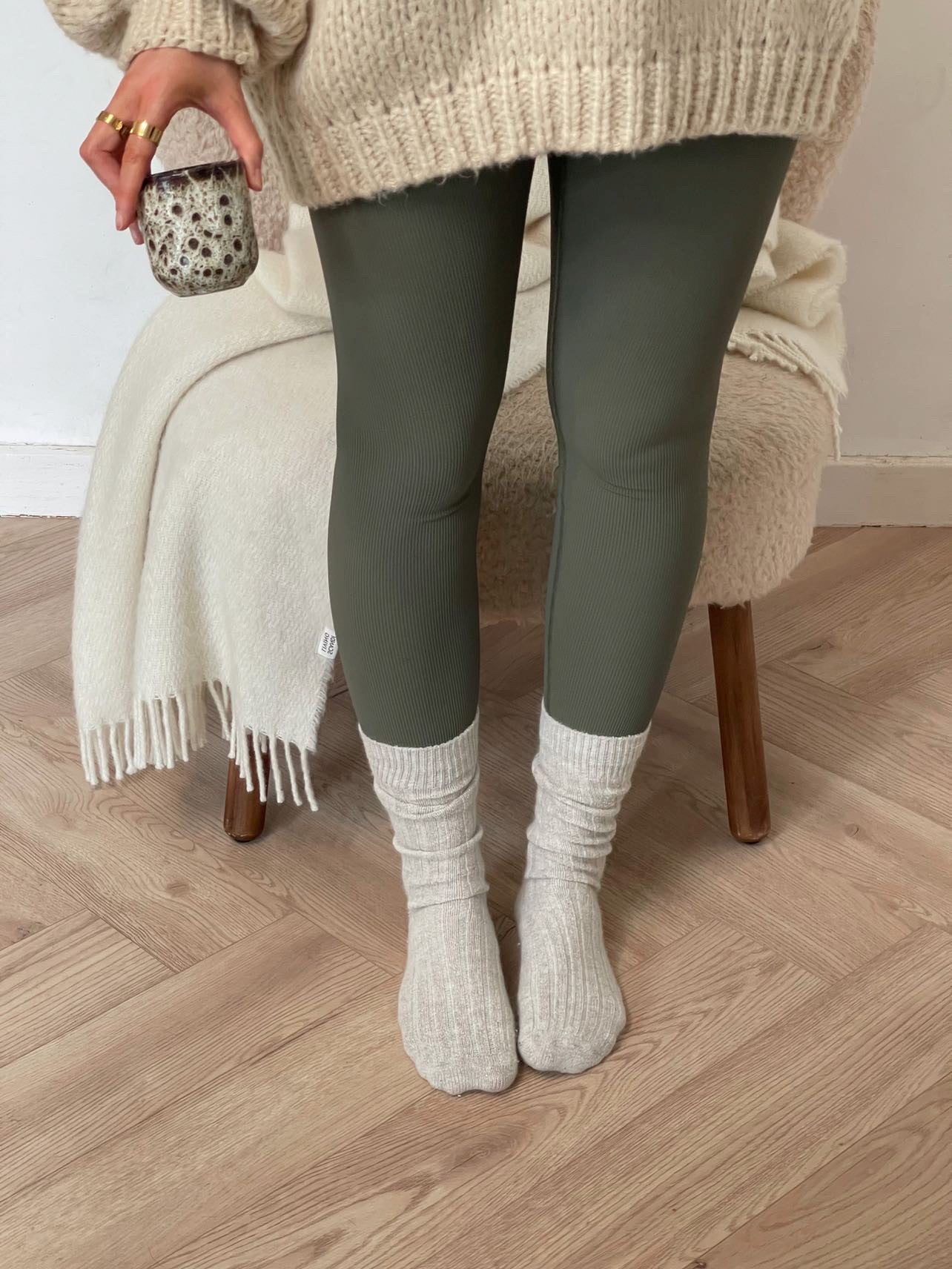 Pine Green Ribbed Leggings