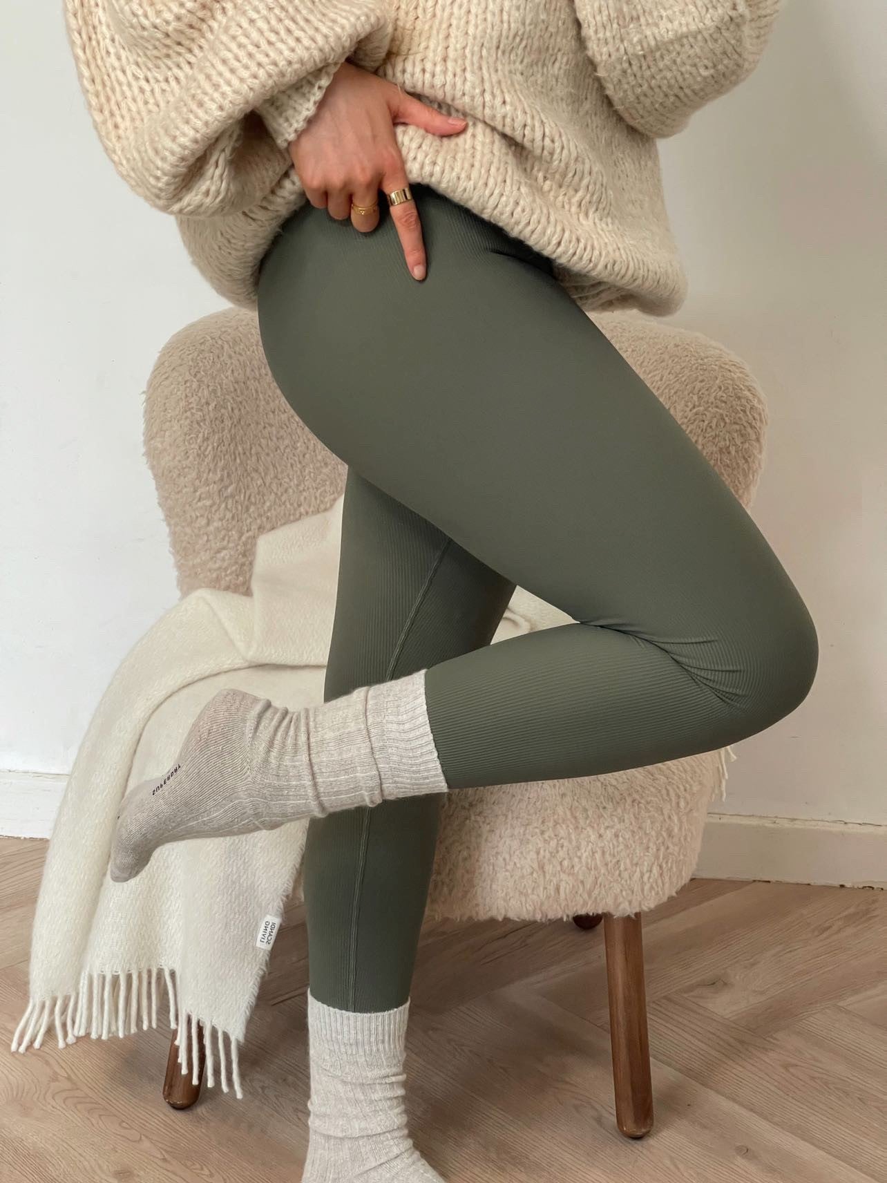 Pine Green Ribbed Leggings