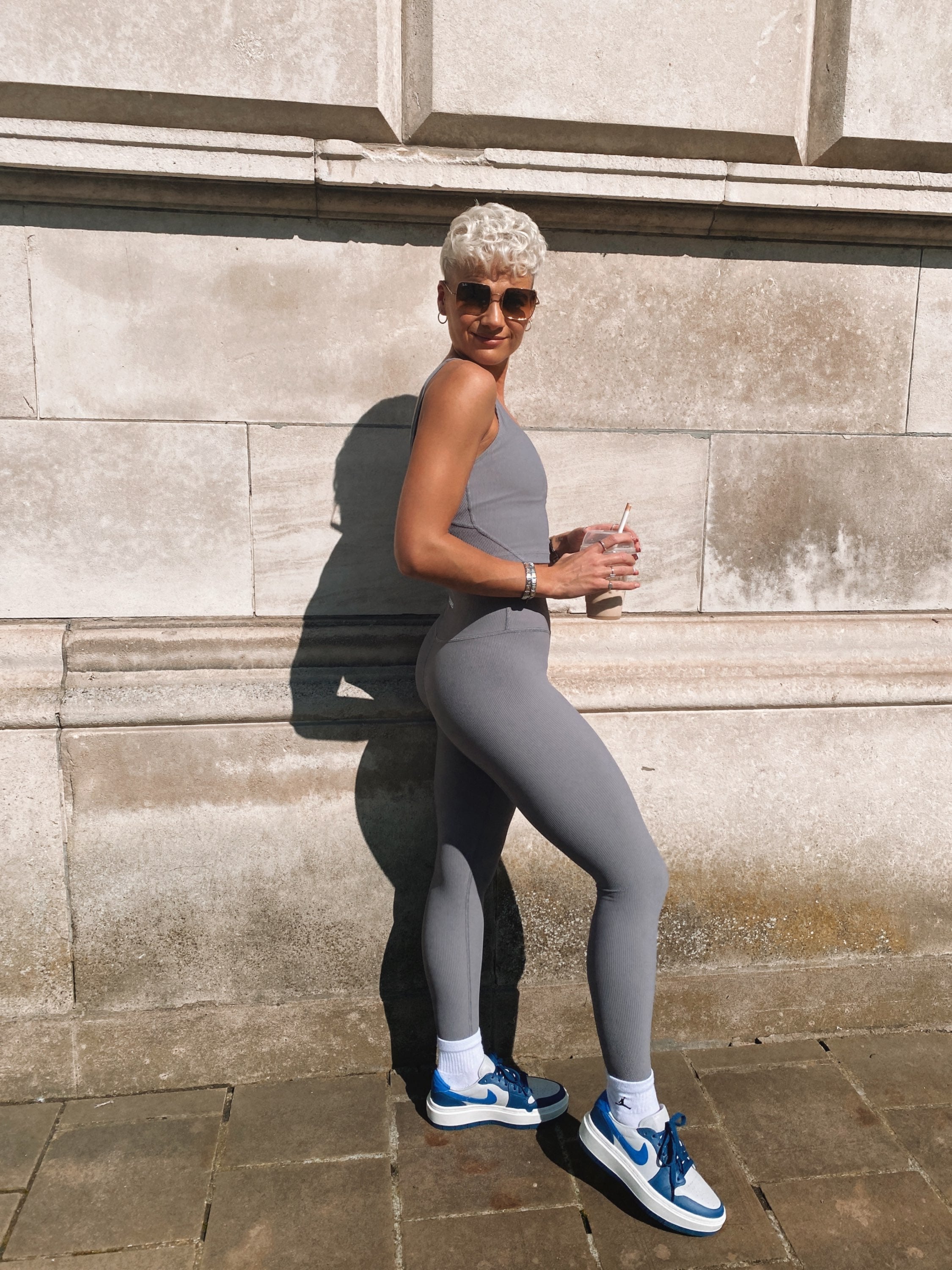 Ice Grey Ribbed Leggings