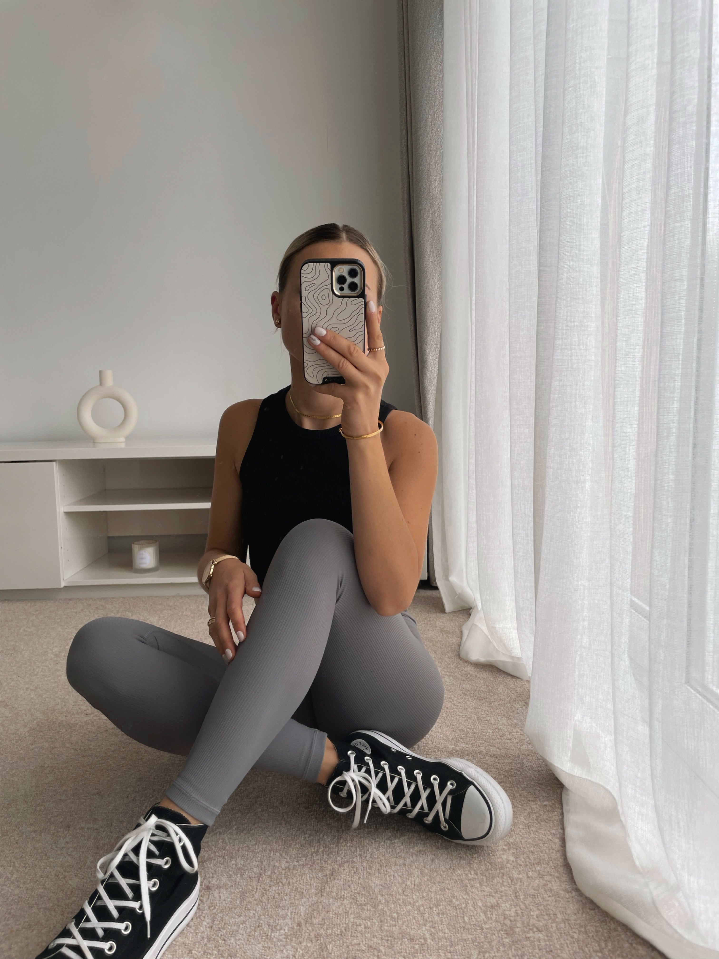 Ice Grey Ribbed Leggings